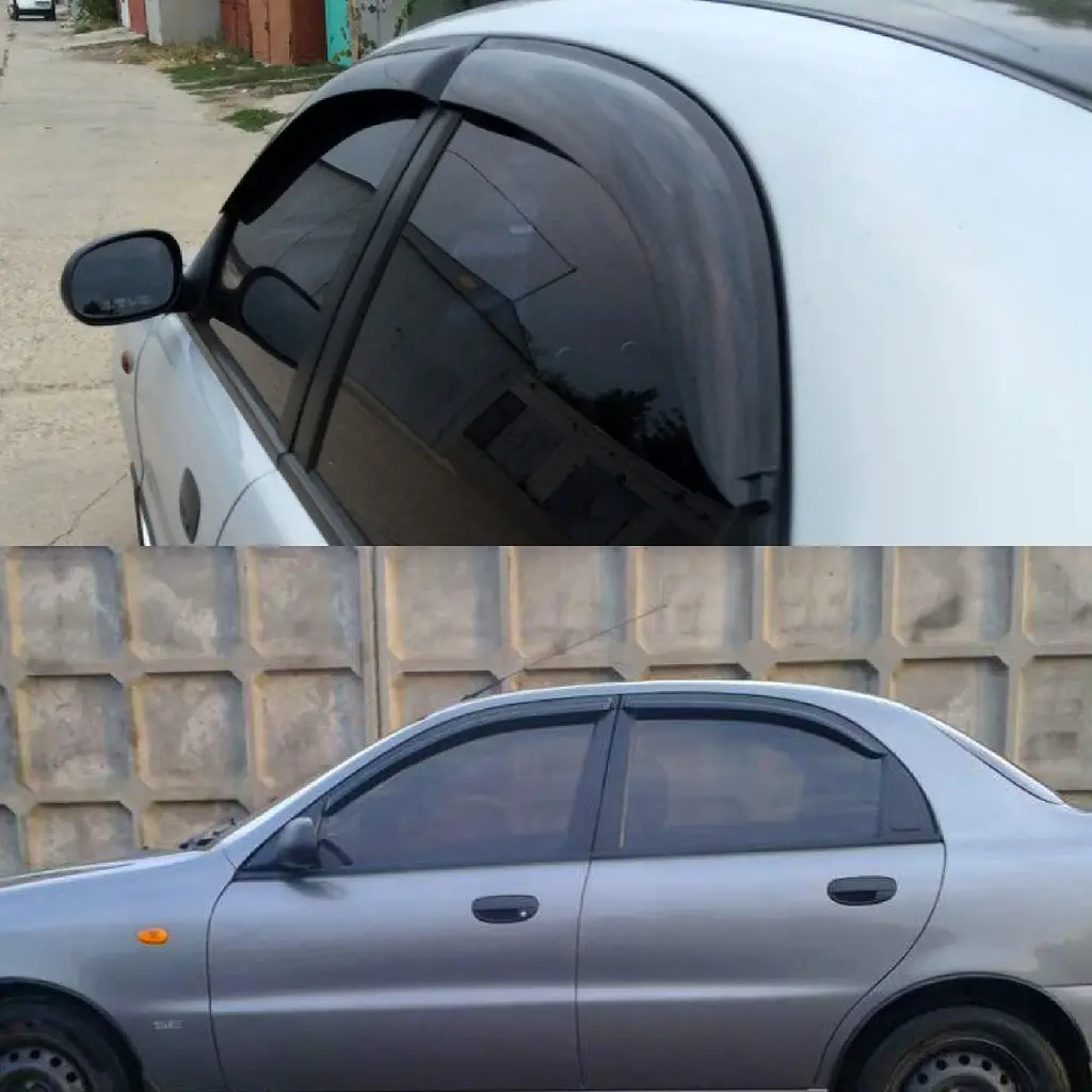 Дефлектори вікон вітровики для Daewoo Lanos 1998- Широкі 4 шт (Auto Clover) - фото 3