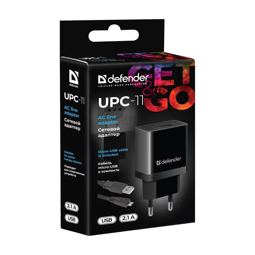 Зарядное устройство для Defender UPС-11 1xUSB,5V/2.1А, кабель micro-USB (83556) - фото 4