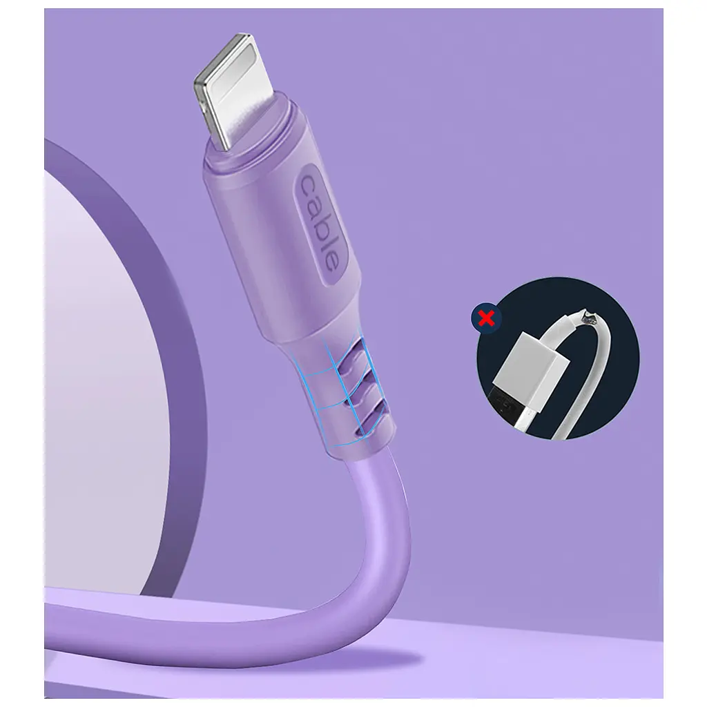Дата кабель USB 2.0 AM to Lightning 1.0m soft silicone violet ColorWay (CW-CBUL044-PU) - фото 3