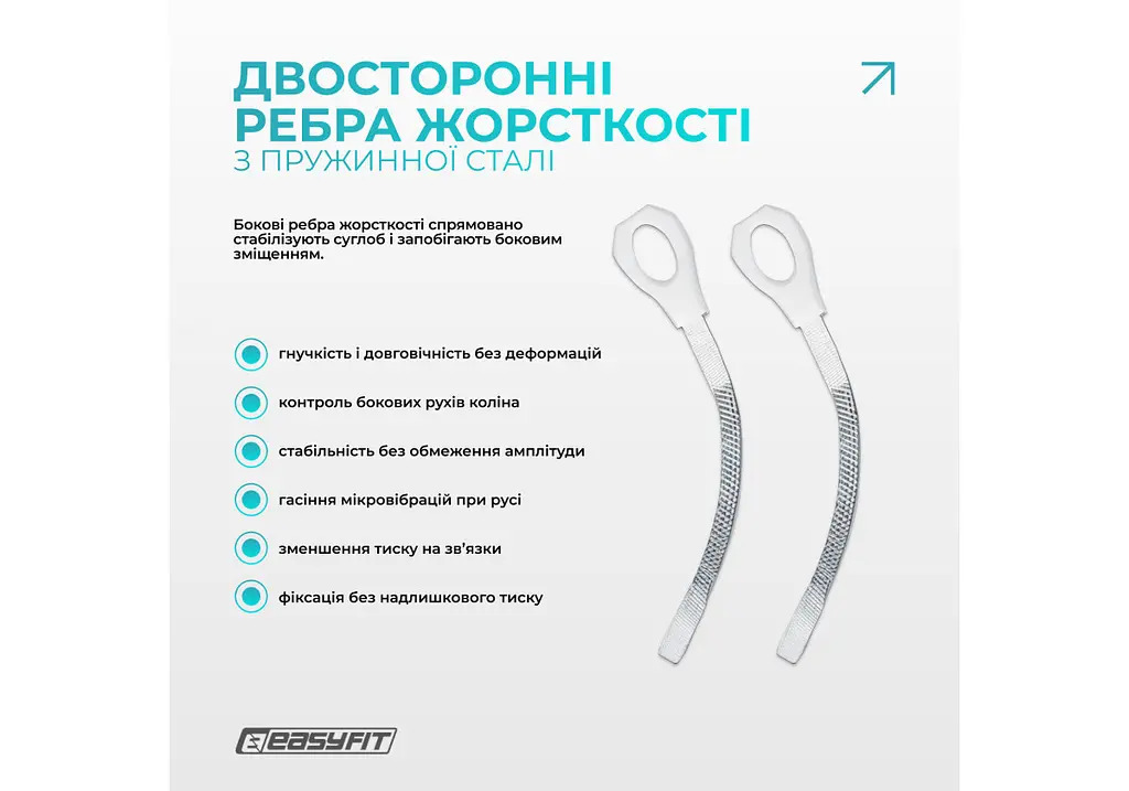 Бандаж (фіксатор) колінного суглоба EasyFit з ребрами жорсткості та силіконовою вставкою, розмір XL (EF-0078-XL) - фото 3