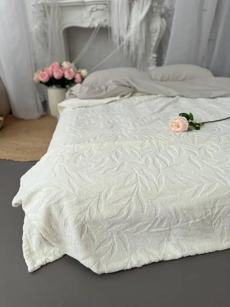 Покривало Zeintex Palermo махрове бавовняне молочне 200х300 см - фото 4