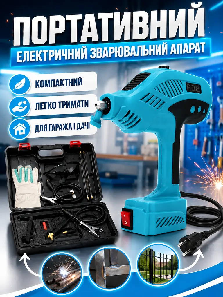 Портативний ручний зварювальний апарат синій 220V у кейсі (49676016) - фото 2