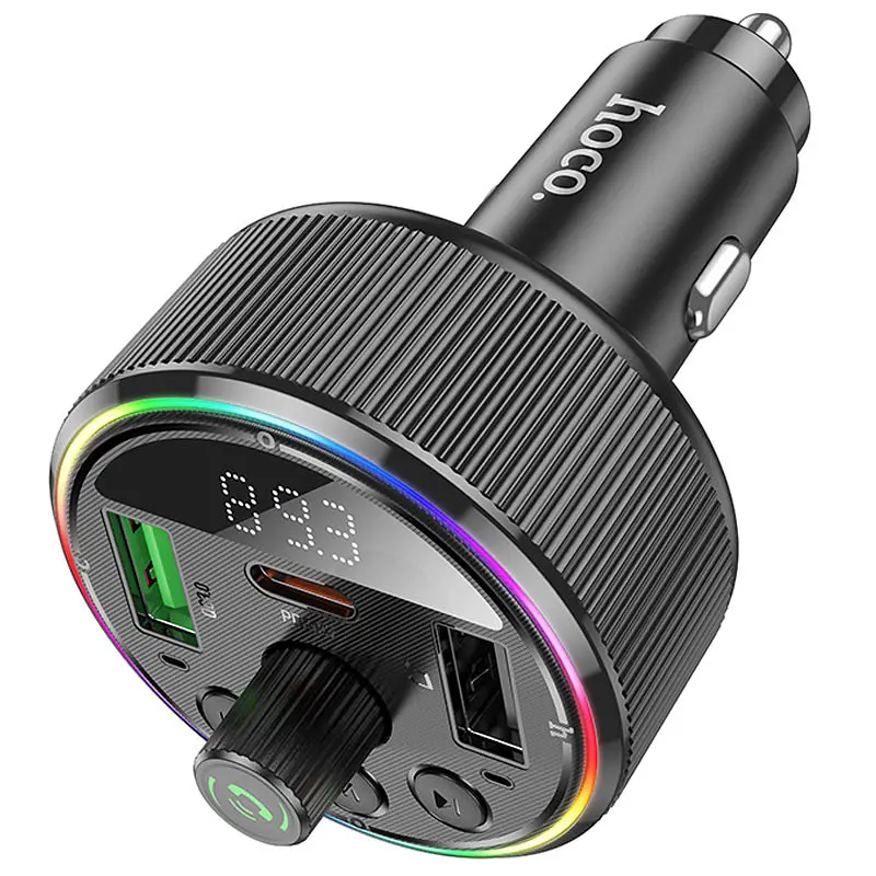 АЗП FM модулятор Hoco E82 Guerrero PD30W+QC3.0 (2USB-A/1C) Black - фото 4