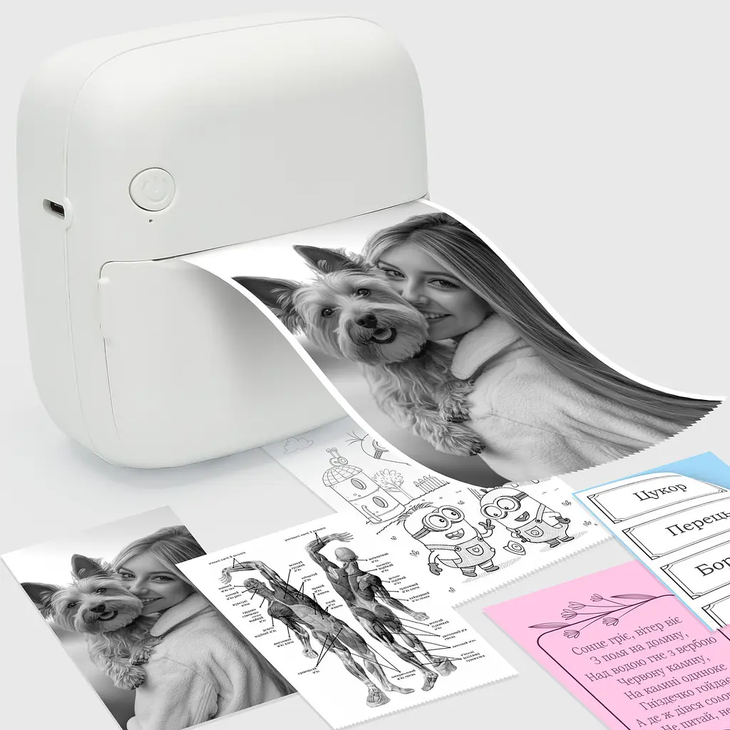 Bluetooth термопринтер JETIX Mini Printer Student 2 | Портативний принтер із великим набором самоклейів паперу - фото 3