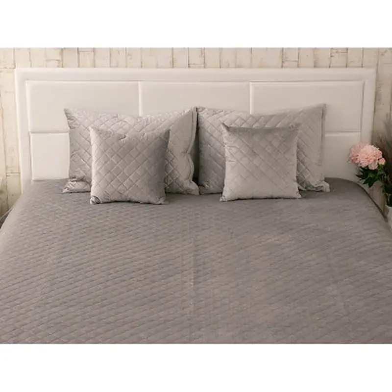 Покривало Руно двостороннє декоративне Velour Grey ромб 220х240 см (330.55_Grey ромб) - фото 3