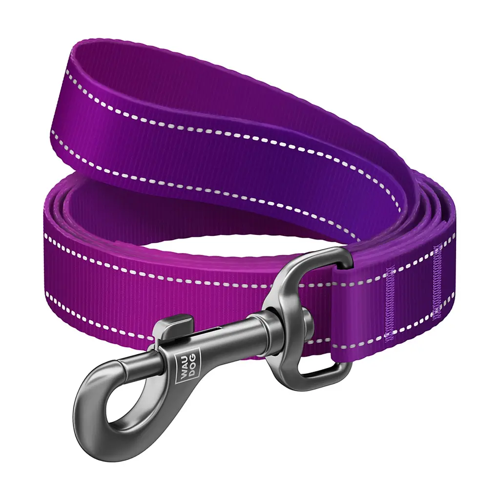 Повідець для собак WAUDOG Nylon Mono світловідбивний, S, Ш 15 мм, Д 200 см, фіолетовий (46359) - фото 2