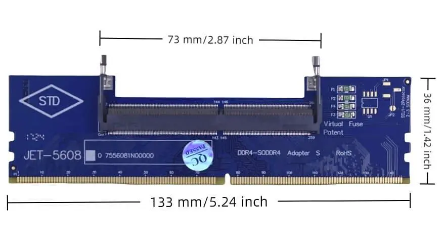 Конвертер Dynamode DDR4 Laptop SO-DIMM to Desktop DIMM RAM Memory - фото 4