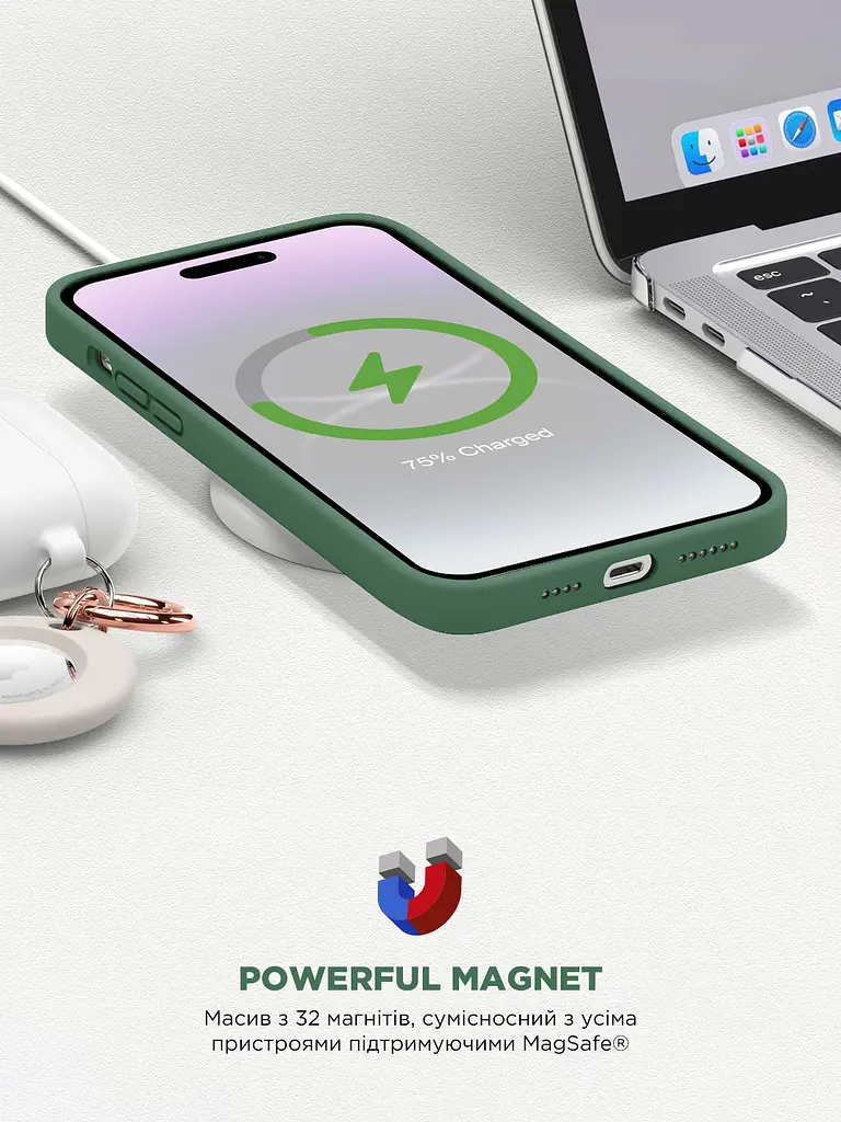 Силиконовый чехол с MagSafe для Apple iPhone 14 Pro, ICON2 MagCase, оливковый, противоударный, панель с мягкой подкладкой, защита всего корпуса, поддержка беспроводной зарядки, совместим с защитными стеклами и пленками, ArmorStandart (ARM68407) - фото 9