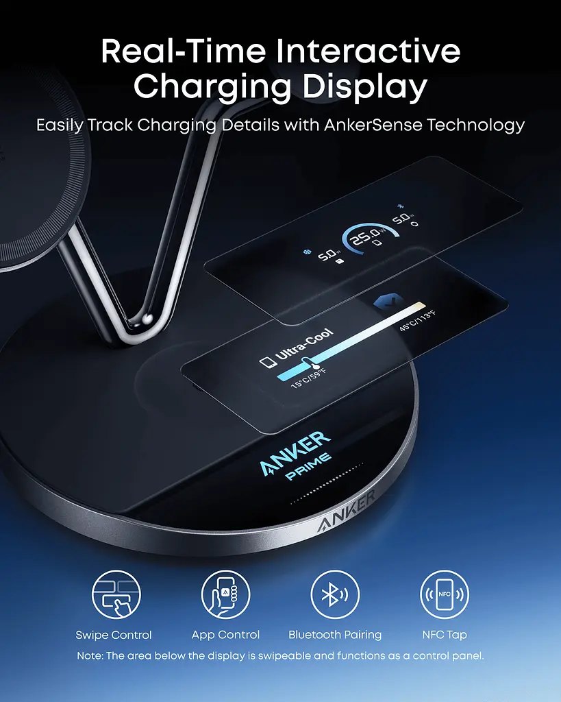 Бездротовий зарядний пристрій Anker Prime Wireless Charging Station 25W 3-in-1 MagGo, AirCool, Dock Stand Black (7274434) - фото 4
