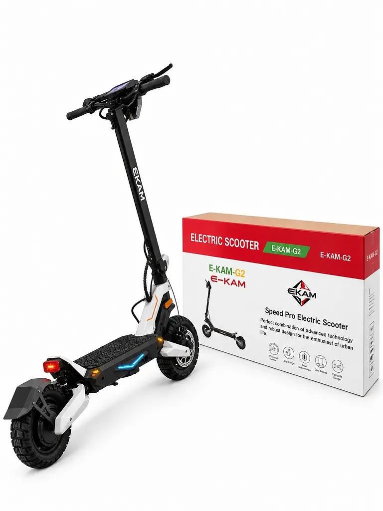 Двомоторний Електросамокат EKAM G2 PRO Dual (2×2000W, 52V, 26Ah) Білий - фото 4