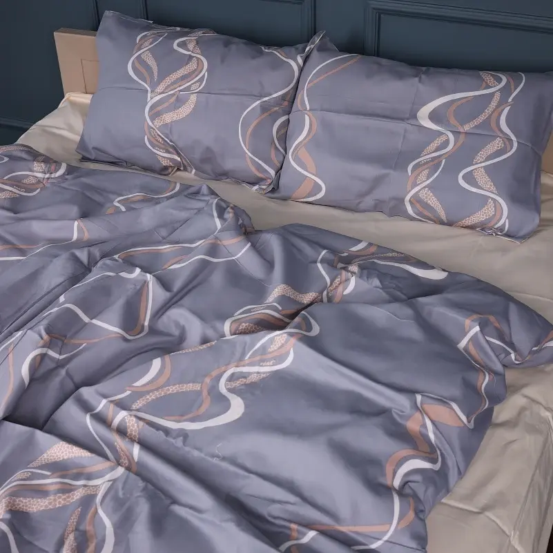 Наволочка MirSon Сатин Wavy lines 40х60 см сіра (2200011121789) - фото 2