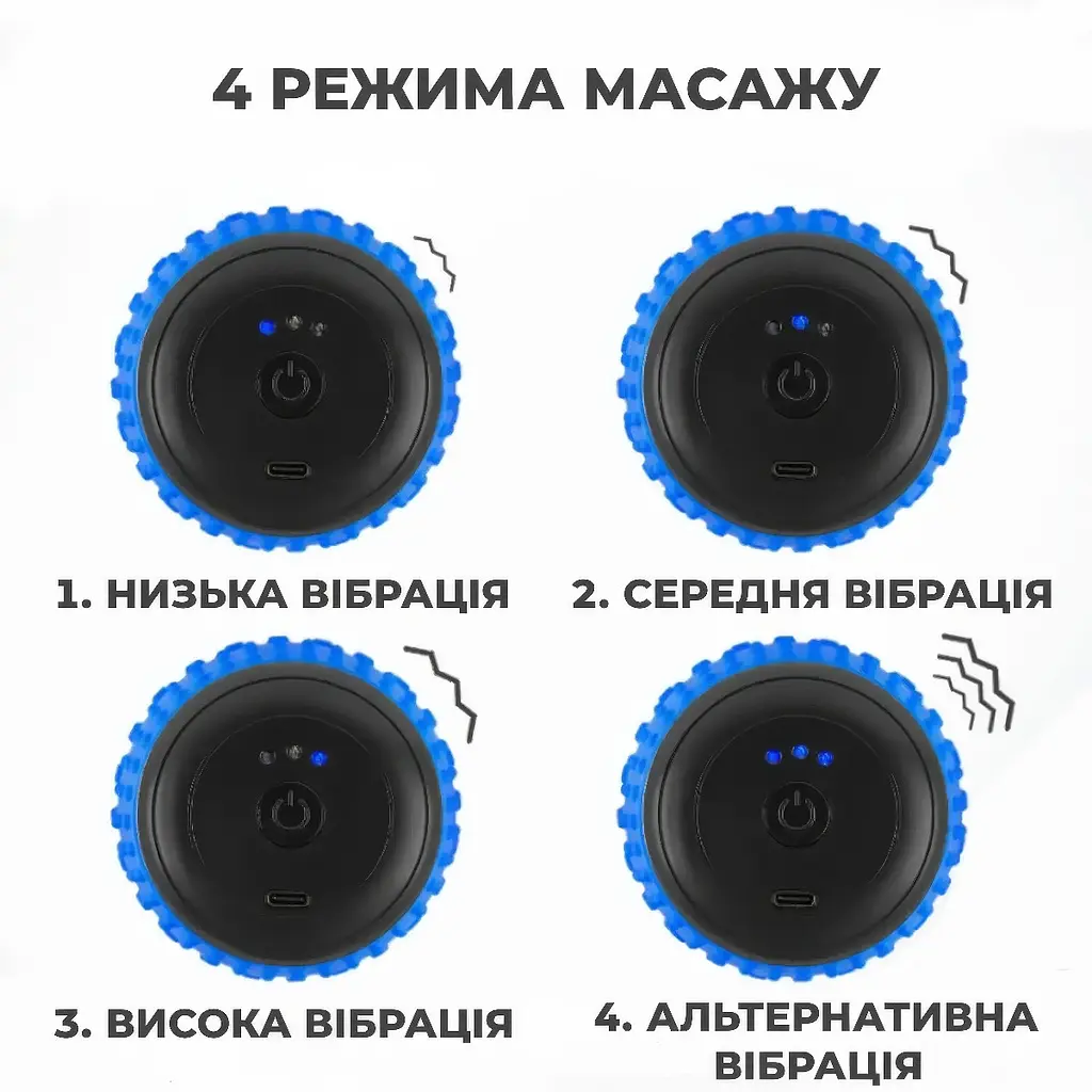Вібромасажер для спини синій ручний масаж для тіла вібро масажер для попереку та шиї Massage Ball - фото 5