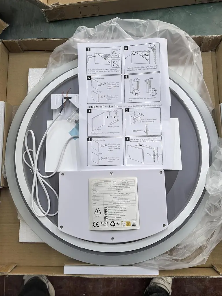 Круглое светодиодное зеркало 50 см со светящимся стальным стеклом 3 цветовых режима - фото 5