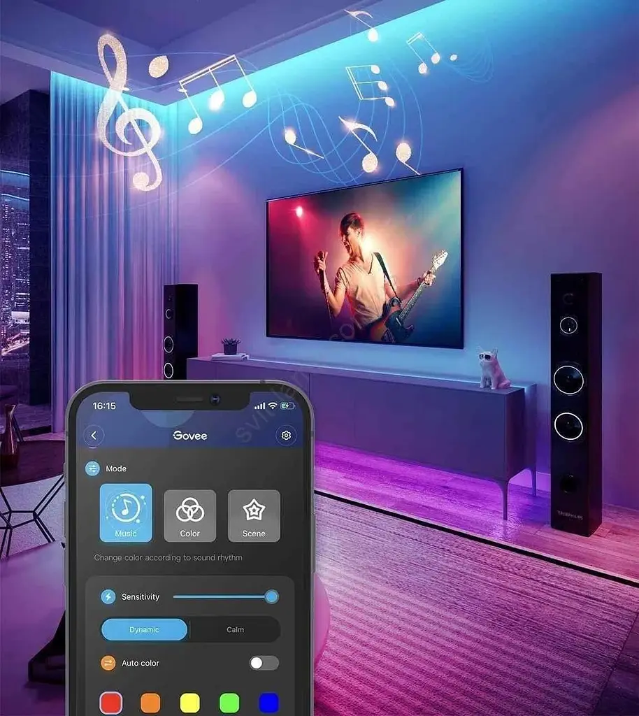 Умная светодиодная лента Govee H615A RGB Smart Wi-Fi + Bluetooth LED Strip Lights с микрофоном 5 м - фото 5
