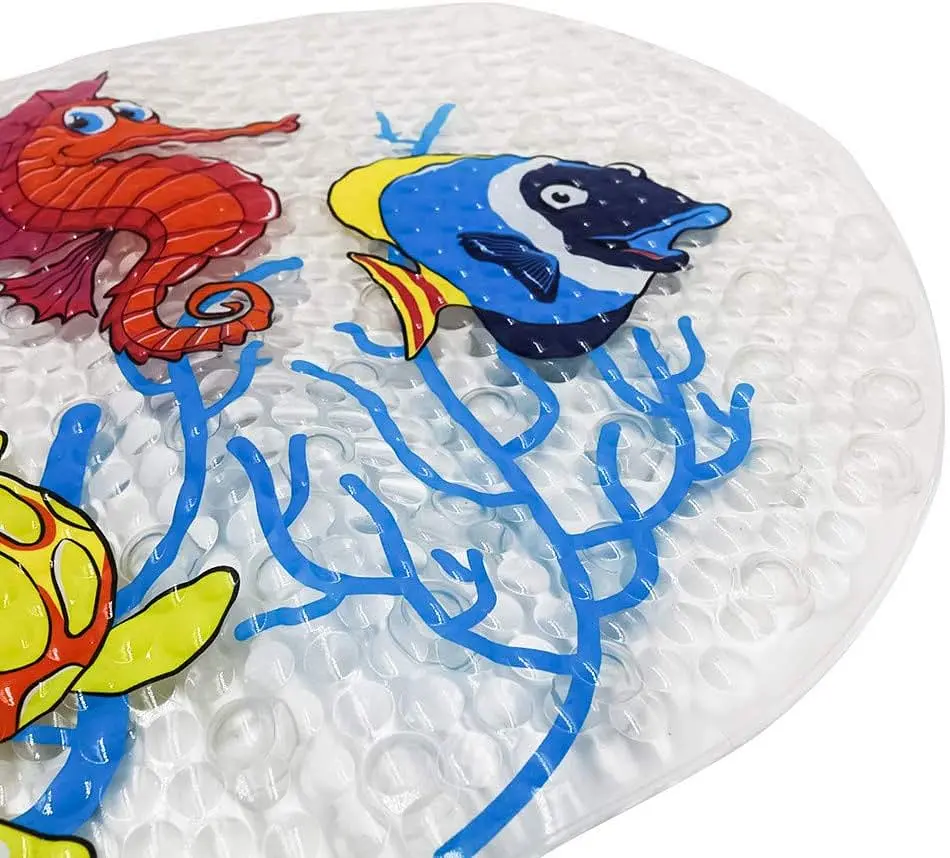 Дитячий антиковзаючий килимок на присосках 65х38 у ванну резиновий противоскользящий коврик гумовий для дорослих дітей силіконовий морський коник - фото 2