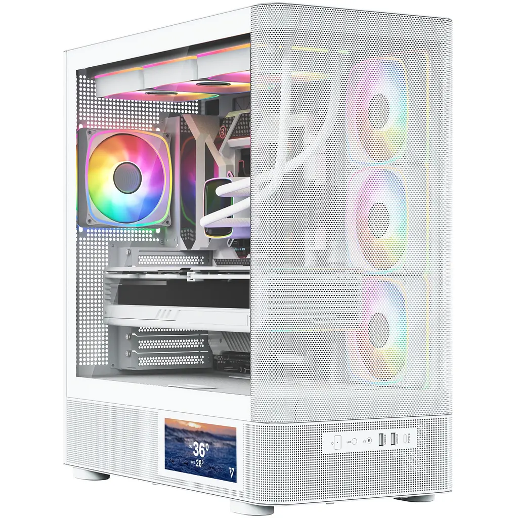 Корпус Modecom VOLCANO AQ400 ARGB MIDI SIDE LCD 6,2”, 4x120mm fans WHITE без БЖ ATX - фото 9