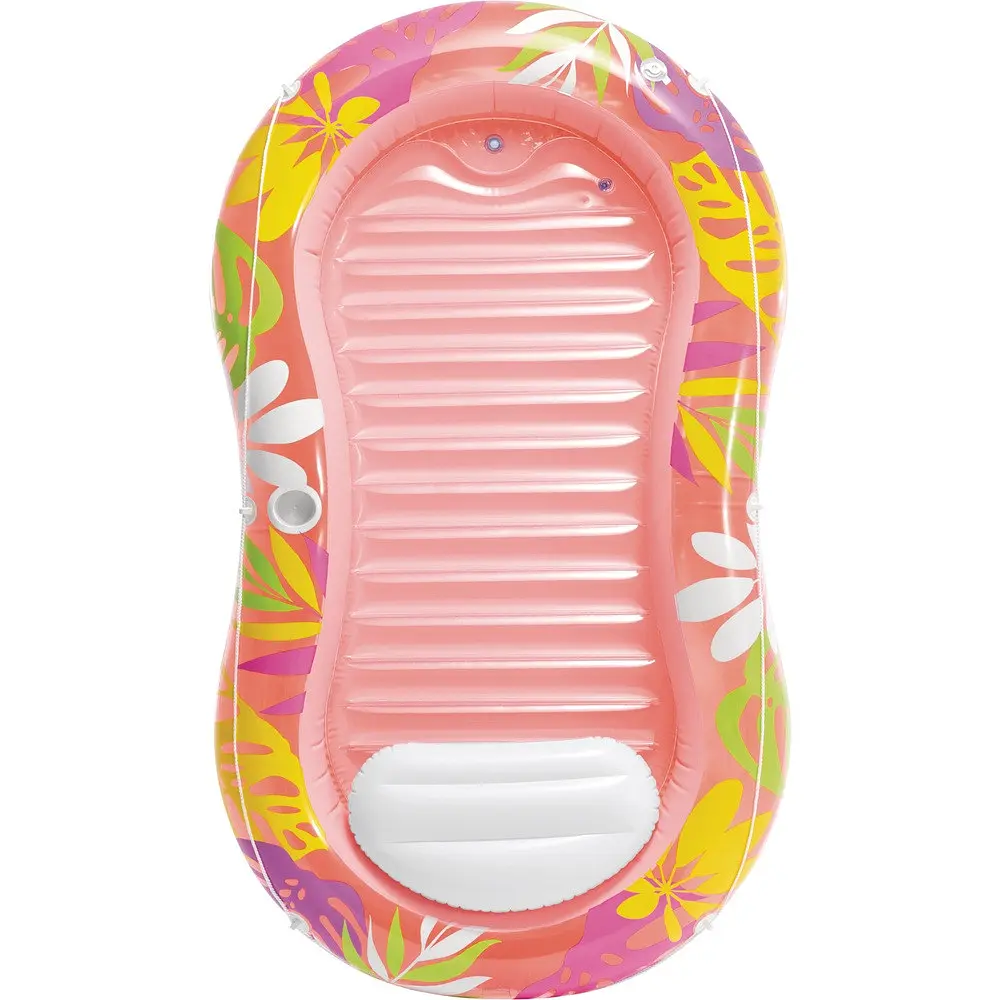 Надувний шезлонг-матрац Intex Tropical Oasis для плавання 196×112×23 см, з підголовником, тросовий леєр, підстаканник, до 100 кг - фото 7