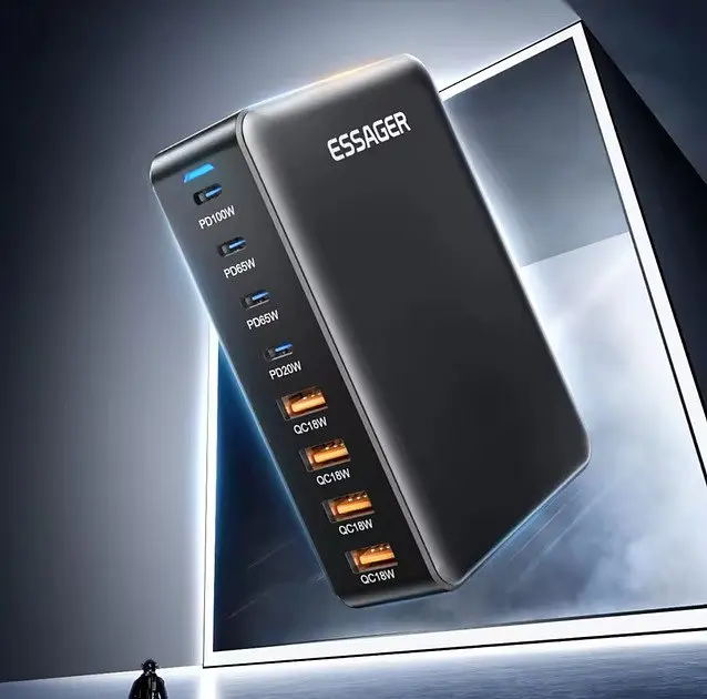 Зарядный адаптер блока питания Essager 320 W GaN YMX-320 4U+4C (8 выходов) - фото 6