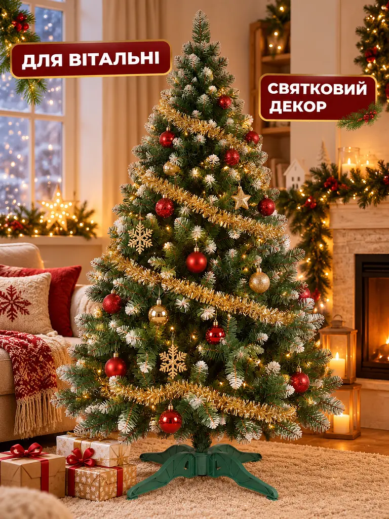 Штучна ялинка YaLINKA SK18 — 180 см, зелена з ефектом снігу - фото 8