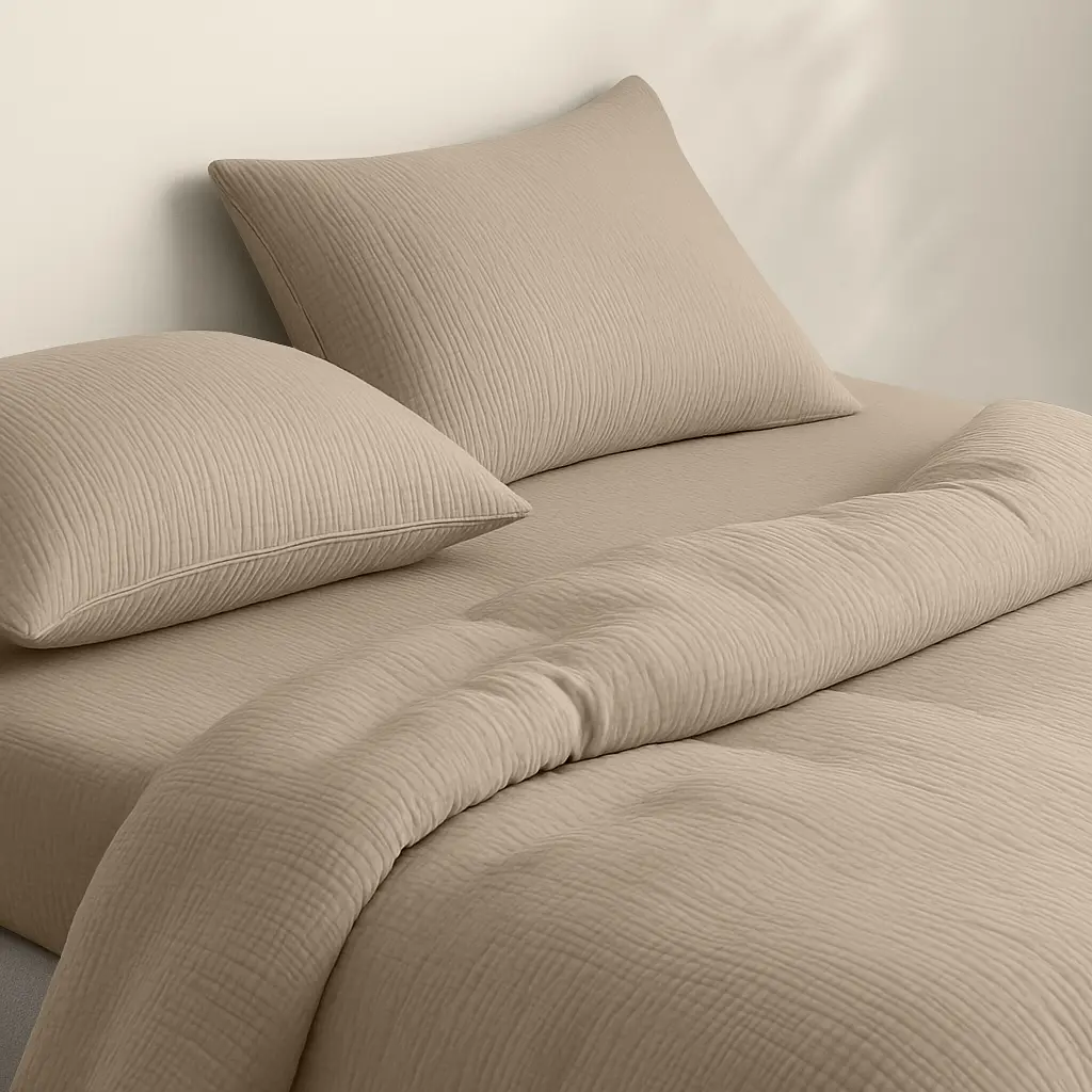 Комплект постільної білизни Cosas євро без простирадла муслін BEIGE 200 x 220 см (Set_Muslin_050Beige_200_2) - фото 2