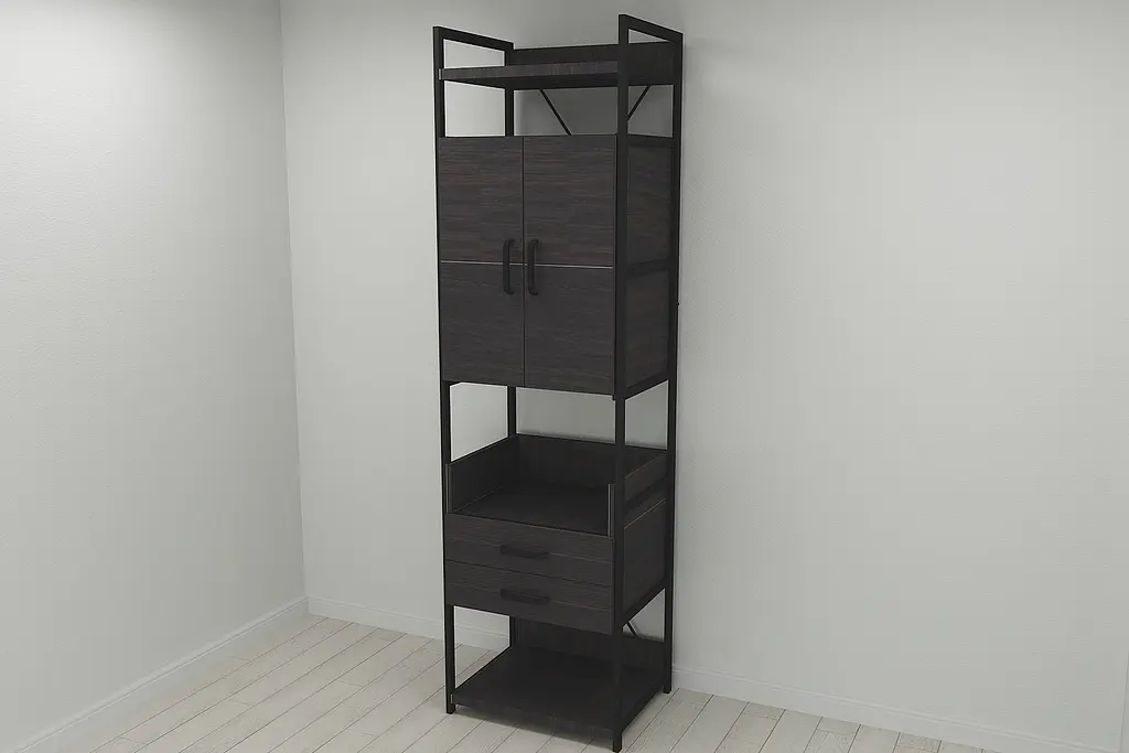 Шафа Гардероб Уні секція 5 серії Конект Ferrum-decor 220x60x50см Чорний метал ДСП Венге Магія 32 мм (FRD-104512) - фото 2