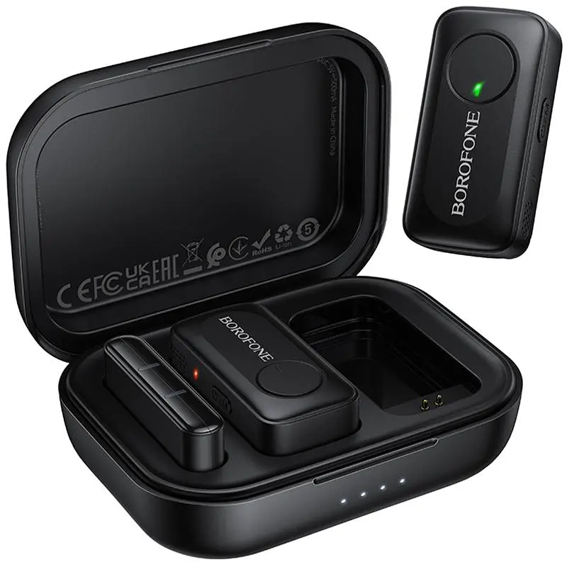 Петличний бездротовий мікрофон BFK17 Lemai dual-mic Type-C Black Borofone teh0029561