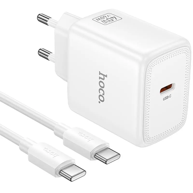 МЗП N83 Profit PD40W (1USB-C) + кабель Type-C to Type-C White Hoco teh0029650