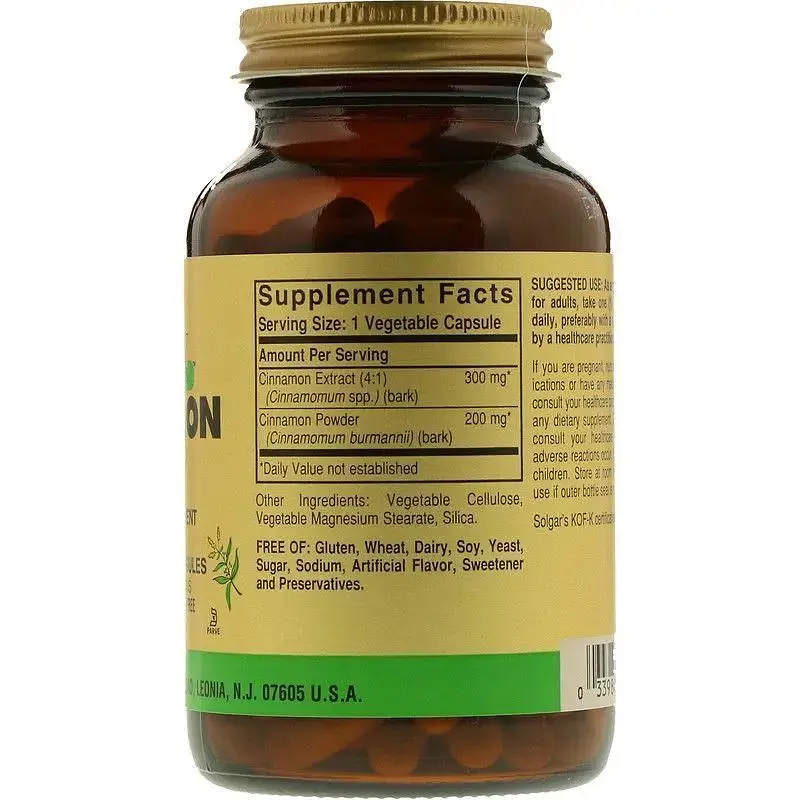 Экстракт корицы Solgar Cinnamon Full Potency Herbs 100 капсул - фото 2