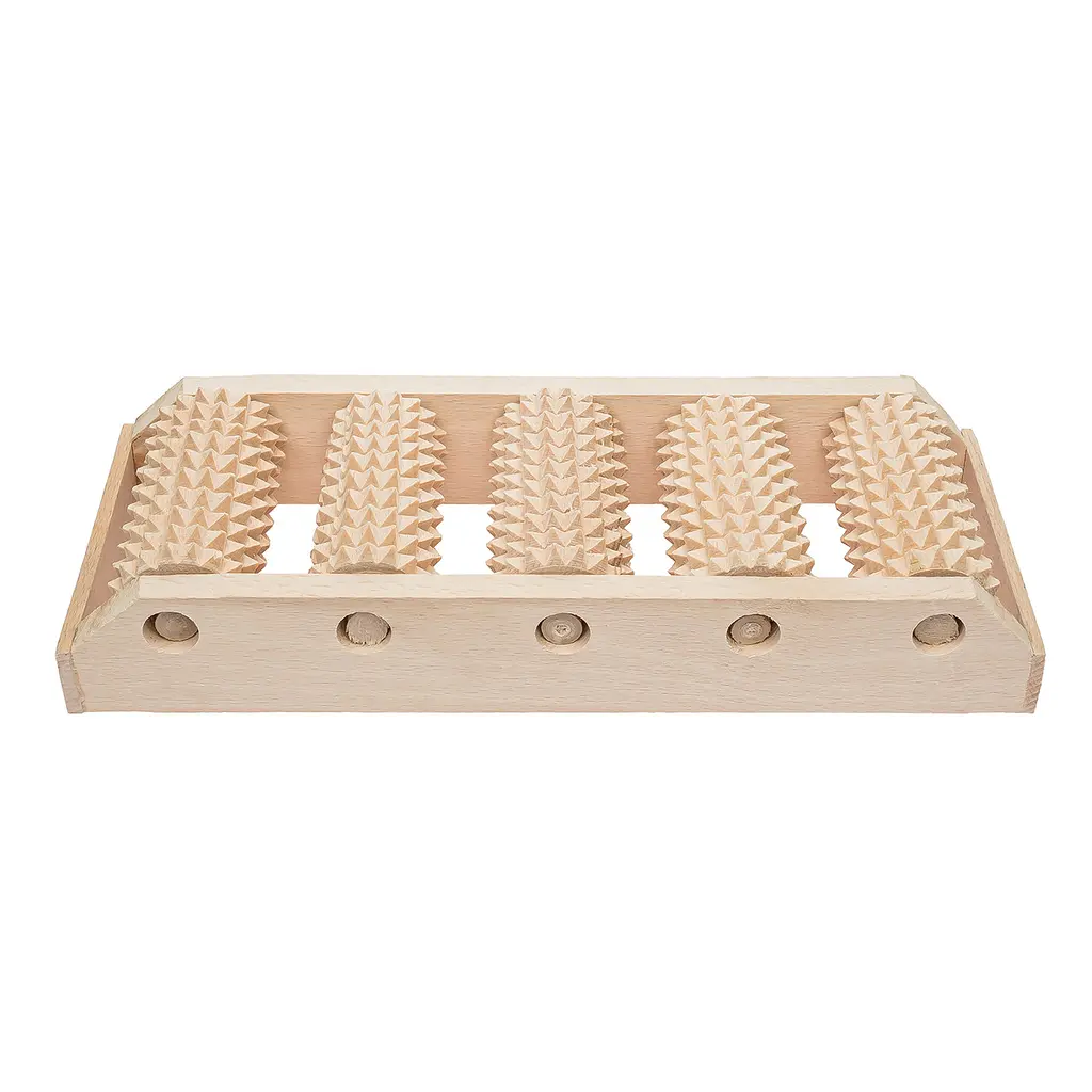 Массажер для ног деревянный зубчатый на 5 роликов для одной ноги 31х12.5х5 см, Woodly 84982 - фото 4