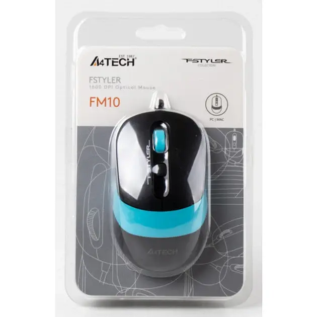 Мишка A4-Tech Fstyler FM10 Black/Blue - фото 4