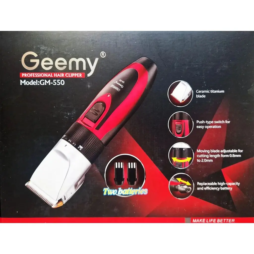 Тример з двома акумуляторами Geemy GM-550 кераміко-титанієві ножі - фото 6