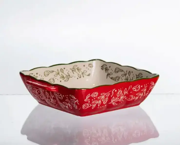Форма для запікання та сервірування Vintage Овальна фарфорова форма для випікання в духовці з ручками Червоний Yiwu HM04-14 - фото 2
