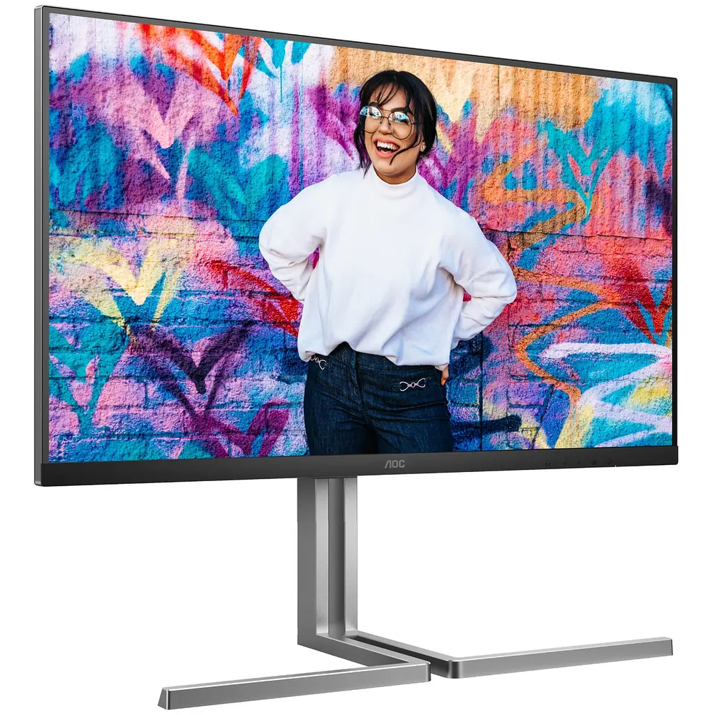Монітор TFT 31.5 AOC U32U3CV, Nano IPS, UHD, 2xHDMI, DP, USB-C, RJ-45, USB-hub, HAS, Pivot, кільк., чорно-срібло - фото 2