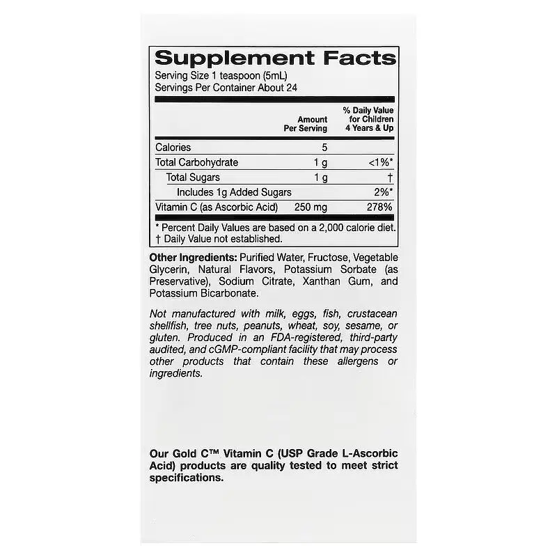 Рідкий вітамін C для дітей California Gold Nutrition Kids Gold C Liquid, 118 мл для підтримки імунітету - Апельсин - фото 2