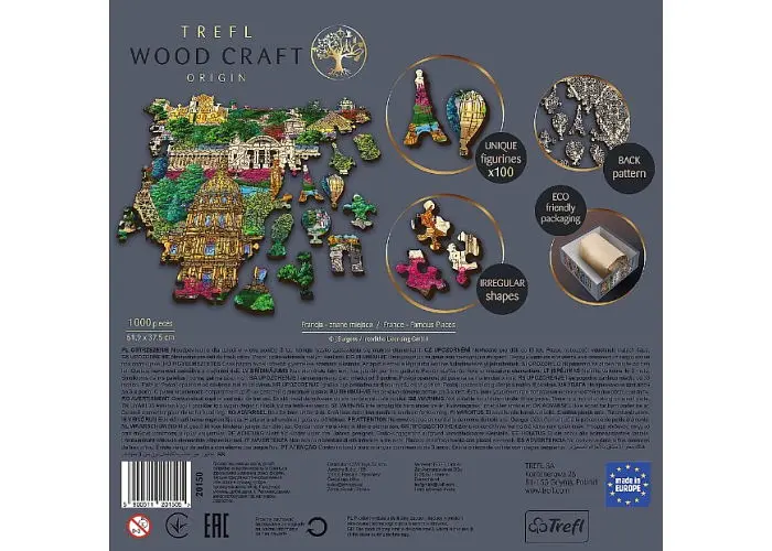 Пазл Trefl дерев'яний фігурний Популярні місця Франції 1000 ел. (20150) - фото 6