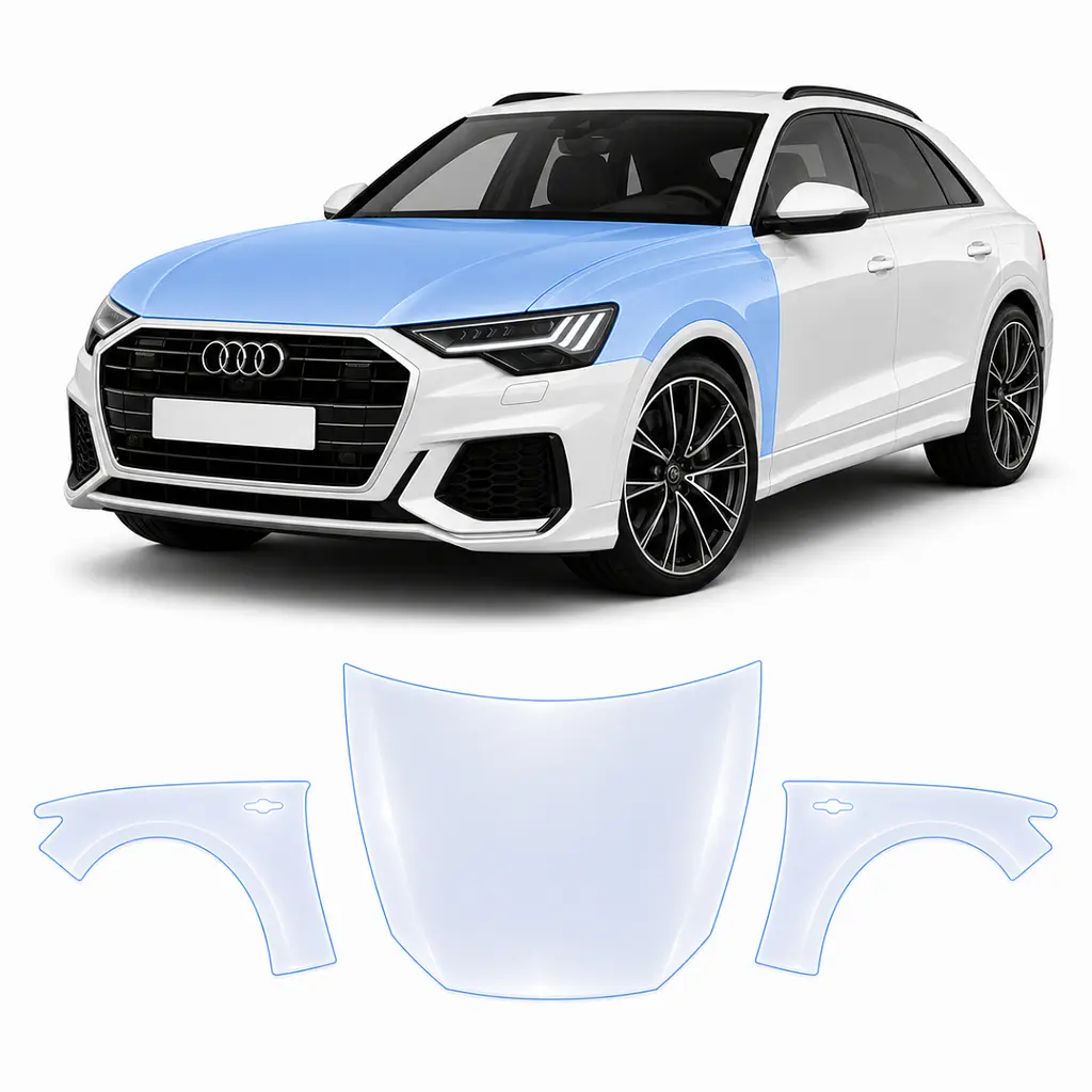 Антигравійна захисна бронеплівка за лекалами для Audi Q8 4M facelift 2024- капот і передні крила