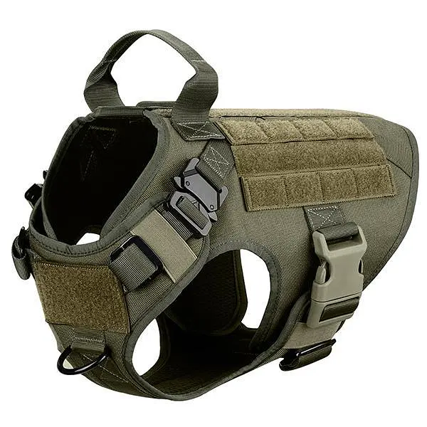 Шлейка для собак Harness K9 Long, металева пряжка фастекс і система MOLLE, Зелений, XL