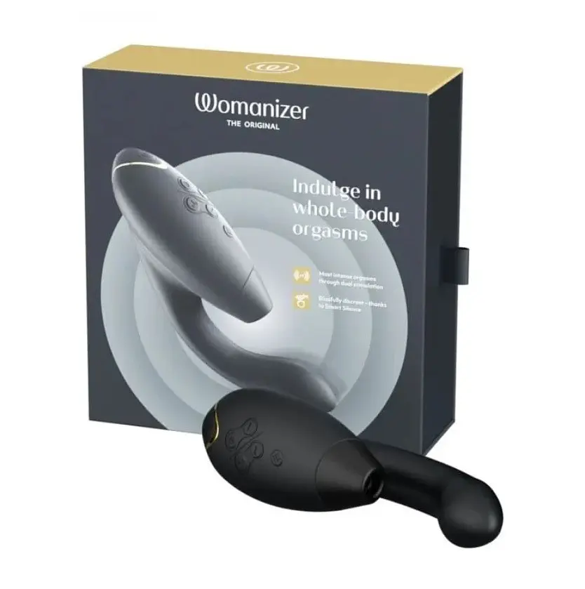 Лубрикант Womanizer Duo 2 + 50 мл - Вібратор із вакуумним стимулятором, 20.3х3.5 см чорний - фото 9