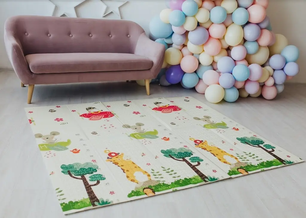 Дитячий двосторонній складаний килимок Poppet Транспорт і Зоопілоти, 200х180 см (PP005-200) - фото 6