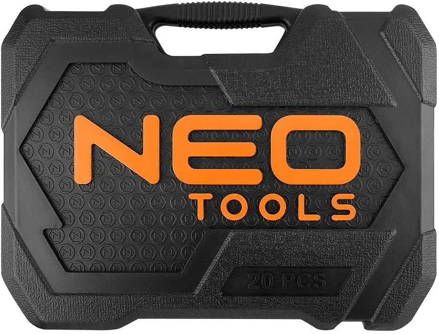 Neo Tools Набір інструментів, Набір торцевих головок, 20шт, 1/2", тріскачка 90 зубців, CrV, кейс - фото 8