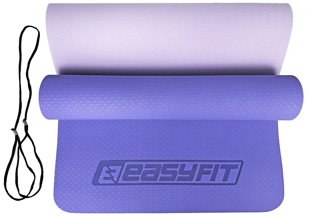 Килимок для йоги та фітнесу EasyFit TPE+TC 6мм двошаровий бузковий-св.бузковий (EF-1924-VV) - фото 7