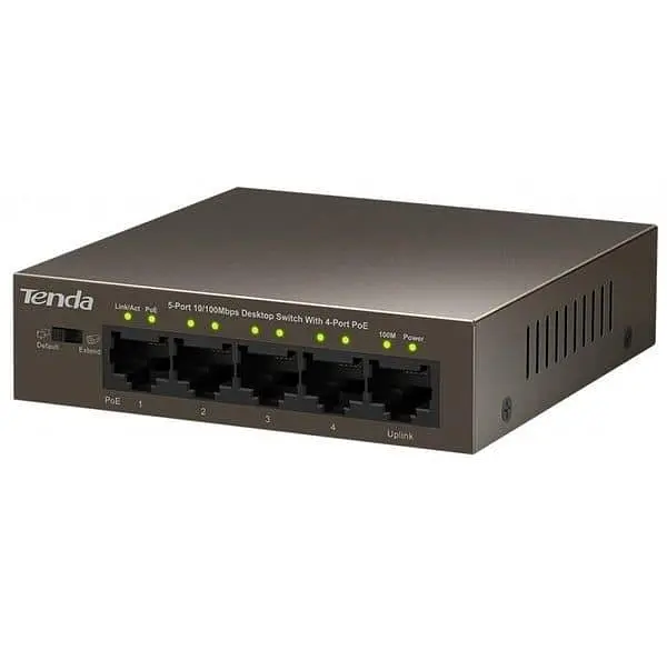 Коммутатор Tenda TEF1105P-4-63W (1xFE+4xFE PoE, 58Вт max) (TEF1105P-4-63W) - фото 3