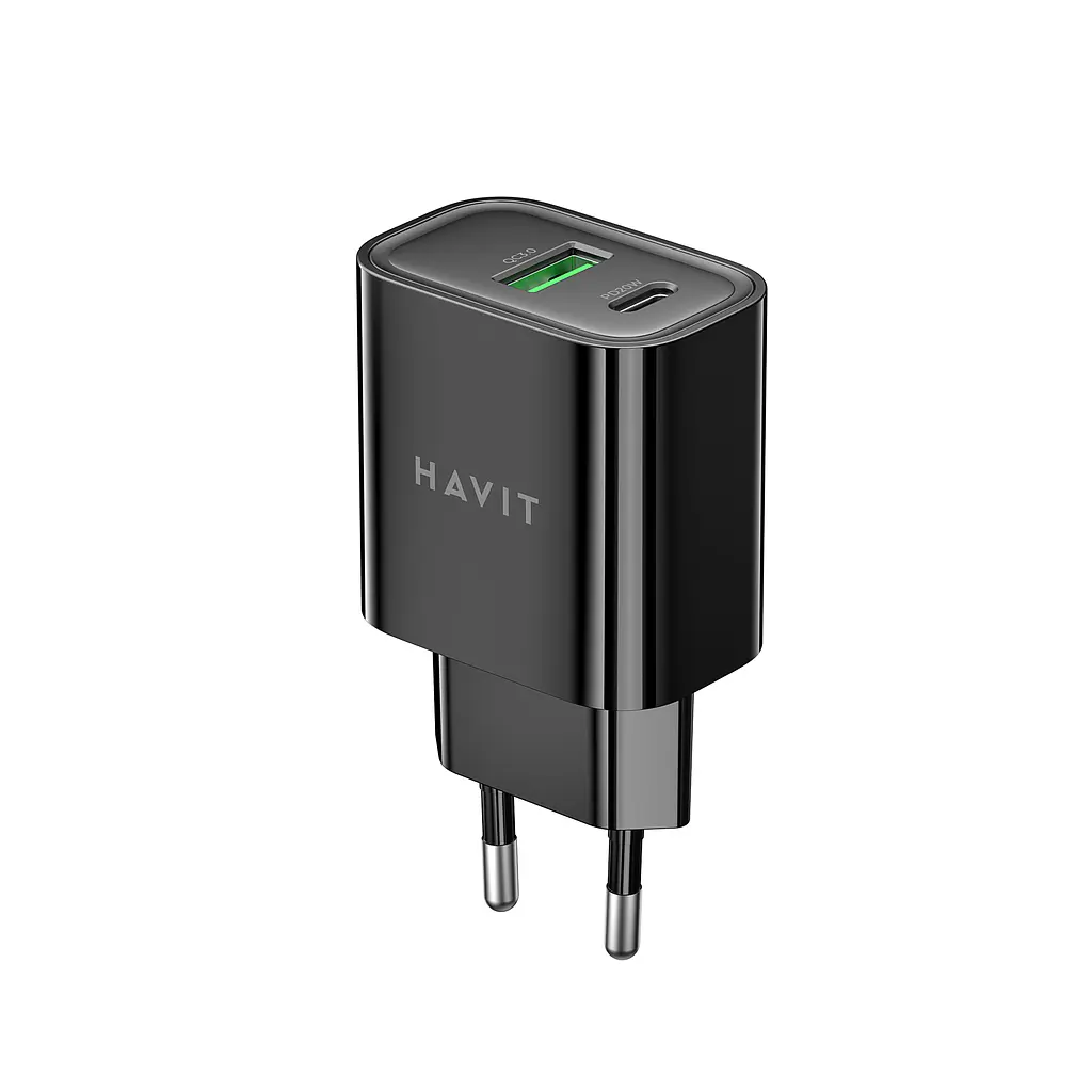 Зарядний пристрій Havit UC111 PRO 20W USB-A+USB-C Black (HV-UC111-PRO-BK) - фото 2