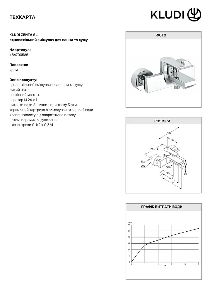 Смеситель для ванны Kludi Zenta SL 486700565 - фото 3
