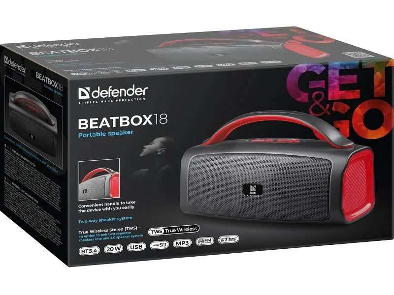 Портативна колонка Defender Beatbox 18 Black (65218) - фото 7
