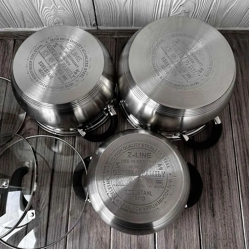 Набір каструль із нержавіючої сталі XPRO GF-2044 з термостійкими кришками (40373-GF-2044_1294) - фото 6