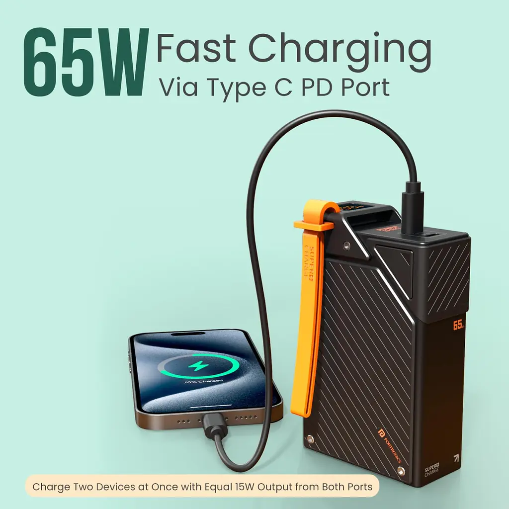 Power Bank Портативний Акумулятор FULLTECH 20000 mAh SFC65W Для Ноутбука Чорний (FP-43) - фото 3