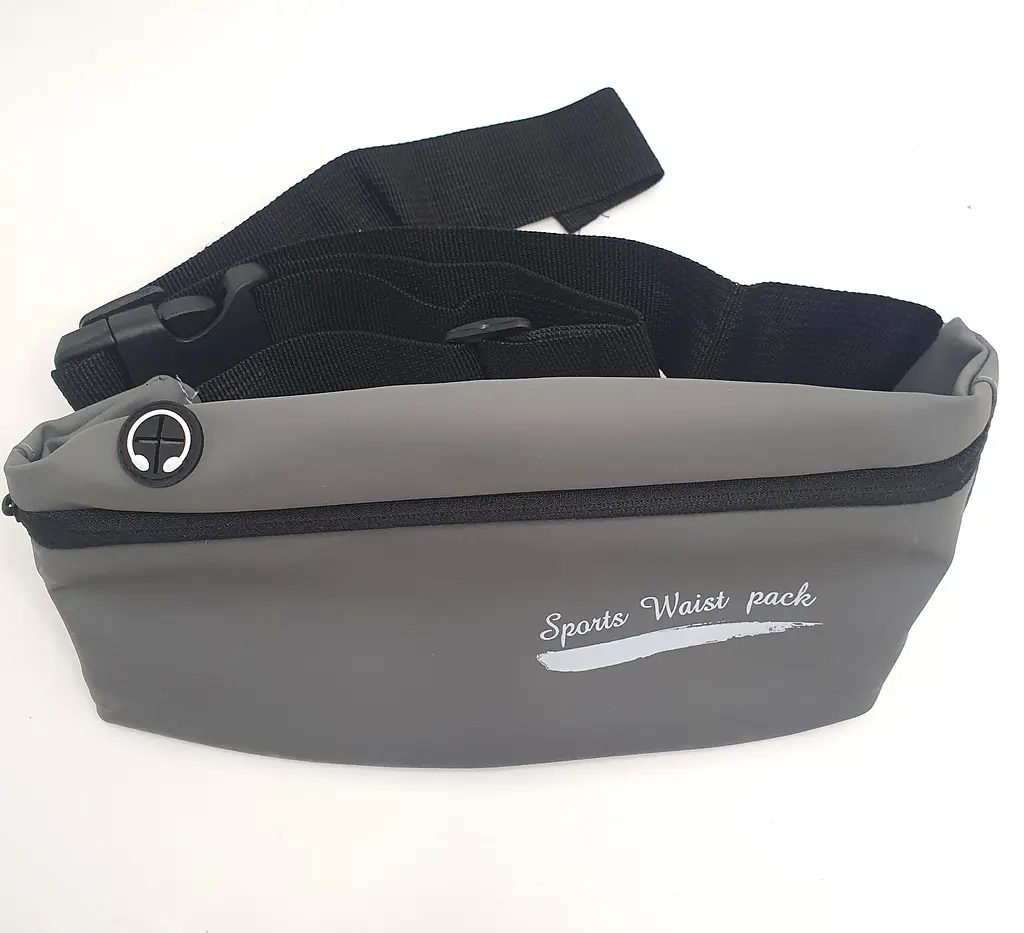 Сумка на пояс спортивна для бігу фітнесу прогумована 60-130 см Pocket Belt сірий