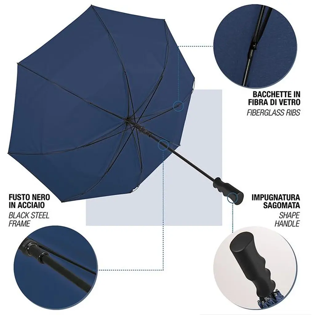 Зонтик-трость Perletti Golf XXL с системой антивитер темно-синий (P96020-02) - фото 6