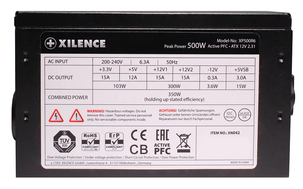 БЖ 500W Xilence XP500R6 Performance C, 120mm, ~85%, Retail Box - фото 8
